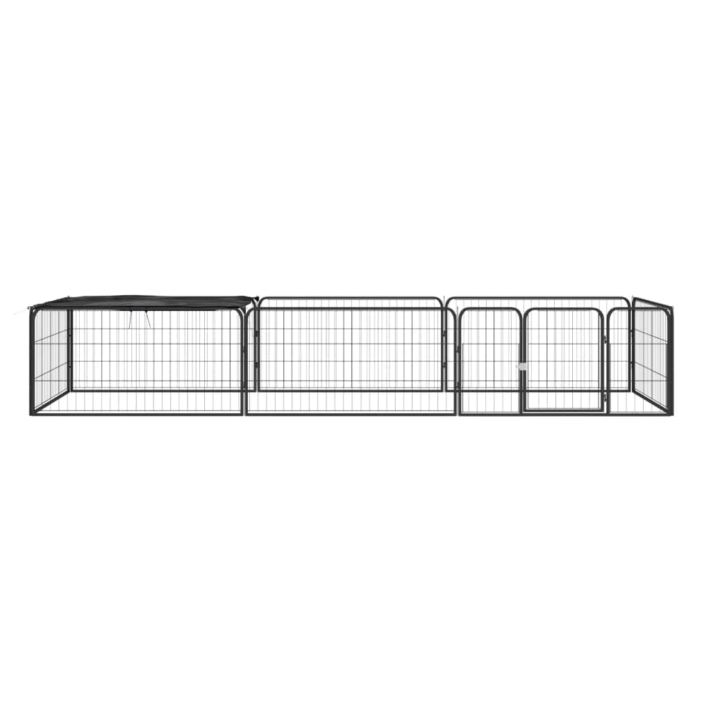 Box Cani 8 Pannelli Nero 100x50 cm Acciaio Verniciato Polvere,Articoli per animali,Animali domestici - Articoli,Articoli per cani,Cucce e recinti per cani-3115976