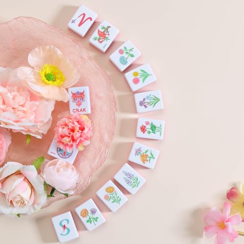 Juego de Mahjong Americano con 160 fichas y accesorios miniatura 7