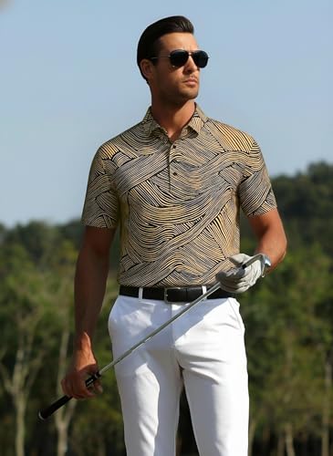 Camiseta polo para hombre Alex Vando, manga corta, secado rápido y transpirable, estampado, ideal para golf y trabajo miniatura 4