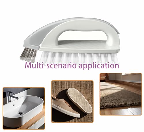 Image of Detachable Cleaning Brush Handheld Brush Gap Brush Stiff Heavy-Duty Scrub Brush for Tile,Carpet,Bathroom Tubs,Grout,Blinds,Carpet,Shoes,Kitchen Sink (Cream)