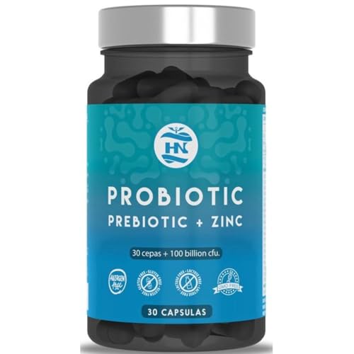 Probioticos y Prebioticos Intestinales - 30 Caps - 10 mil millones de UFC - 30 Cepas Bacterianas Prebioticos y Probioticos con Zinc + Inulina para Apoyo Inmunológico Probióticos para Flora Intestinal