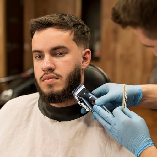 Image of VGR V-969 Professional Salon Series Hair Clipper - 180 Minutes Runtime, Turbo Function, 1200mAh Lithium Battery, LED Display, USB Charging, Cord /Cordless, 4 Guide Combs & Precision Trimming (Red)