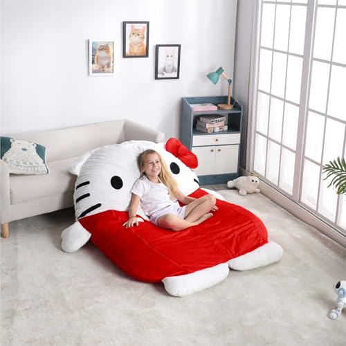 Image of Sanrio Hello Kitty Oversized Floor Lounger for Kids,Soft Plush Chair with Pillow and Cushion,Comfortable Portable Nap /Play Mat