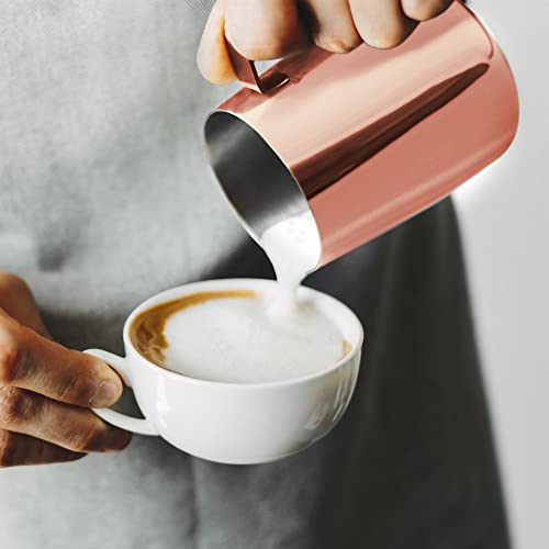 Zulay Kitchen 12Oz Stainless Steel Milk Frothing Pitcher - Milk Frother Cup - Easy-To-Clean Espresso Accessories - Easy-To-Read Creamer Measurements - Foam Making For Coffee (Rose Gold) #TOP7