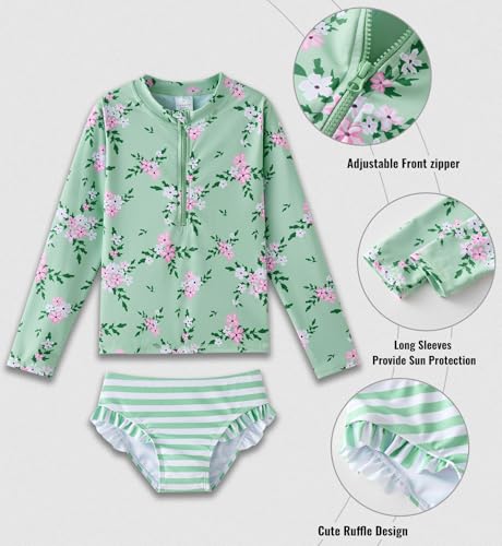 Image of Toddler Girls Swimsuit Rash Guard Sets 2-Piece Bathing Suits UPF 50+ Summer Kids Swimwear 2-7T