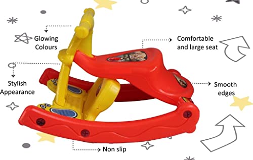 Image of 2-in-1 Boy's and Girl's Ride Baby Toys Rocking Musical Chair, Kids Sitting Chair Gift Baby Rocking Chair for Babies Swing with Backrest for 6 Months-3 Years Old (Red & Yellow)