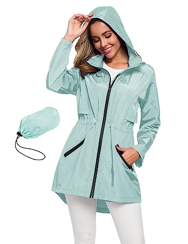 Recopilación de Impermeables para Lluvia Mujer Top 5. 49 Avoogue - Chubasquero largo con capucha para mujer para exteriores, ligera, impermeable, multicolor/fantasía (Aq), M