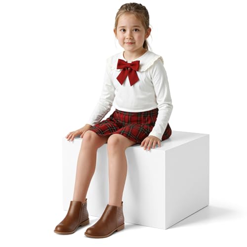 K KomForme Girls Ankle Boots Low Heels Short Booties with Side Zipper for Toddler/Little Kid/Big Kid2