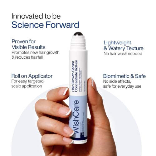 Image of WishCare Hair Growth Serum Roll On For Scalp | 94% Saw New Hair Growth | Redensyl & Rosemary Oil | 100% Saw Hairfall Reduction | In-Vivo Tested | For Men & Women | 30ml