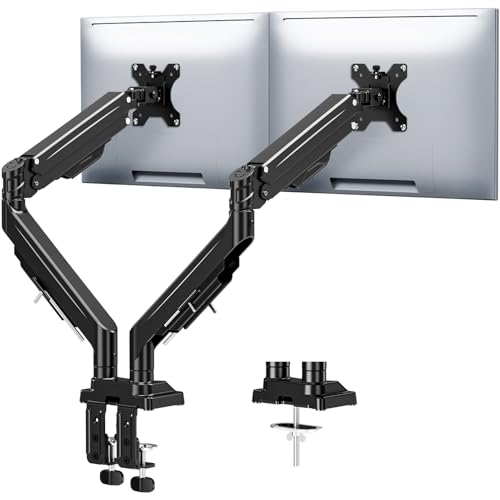 MOUNTUP Dual Monitor Stand for Max 43 inch Screens Ultrawide Monitor Arm Height Adjustable Heavy Duty Dual Monitor Mount Full Motion Premium Monitors Arm Holds 2.2 to 33 lbs VESA Desk Mount