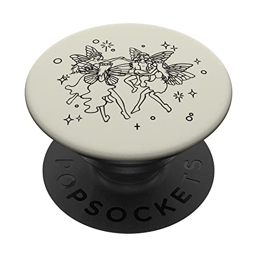 Coquette Fairies doing Round Dance PopSockets Swappable PopGrip, Black