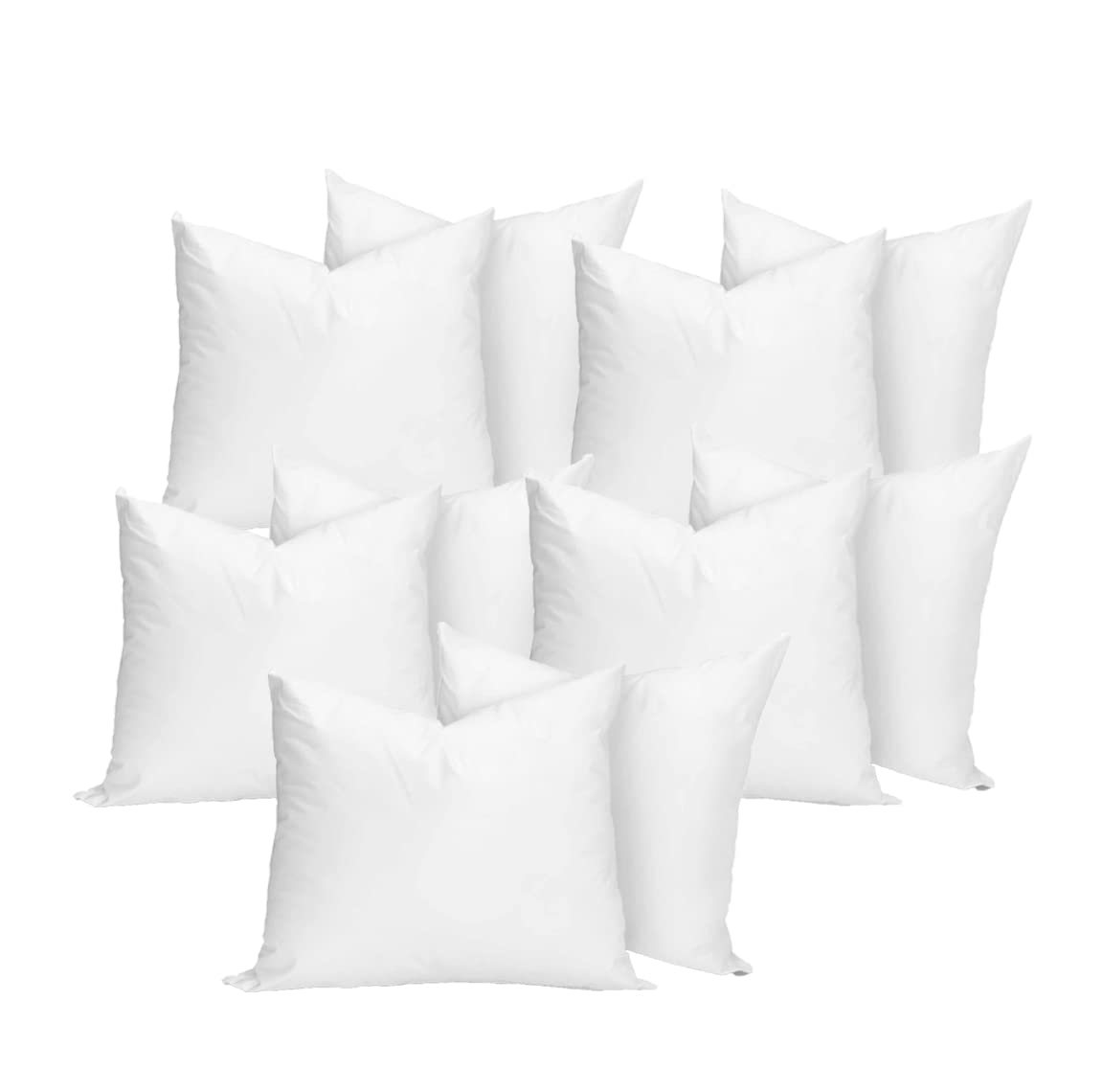 Iyan Linens Ltd White Cushion Pad Sham Filler - Bounce Back Pillow Insert Inner, Hypoallergenic Pure Hollowfibre Soft Stuffing Cushions 60Cm X 60Cm (Set Of 10| 24" X 24")