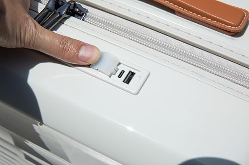 espidoo 24" Lightweight Hardshell Suitcase: ABS+PC Spinner Luggage with TSA Lock & USB Port - 360° Wheels & Wheel Lock for Travelers - Creamy White Carry On for Airplane & Business Trips4