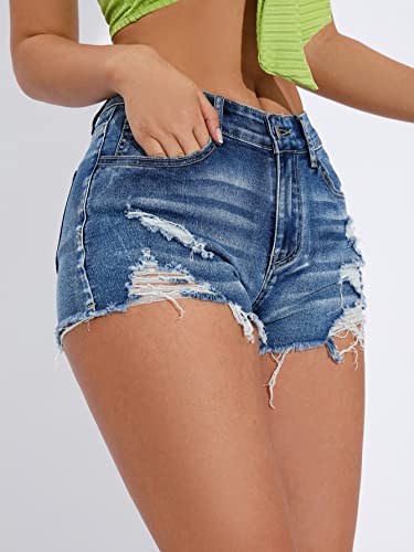 Verdusa-Womens-Ripped-Distressed-Skinny-Denim-Shorts