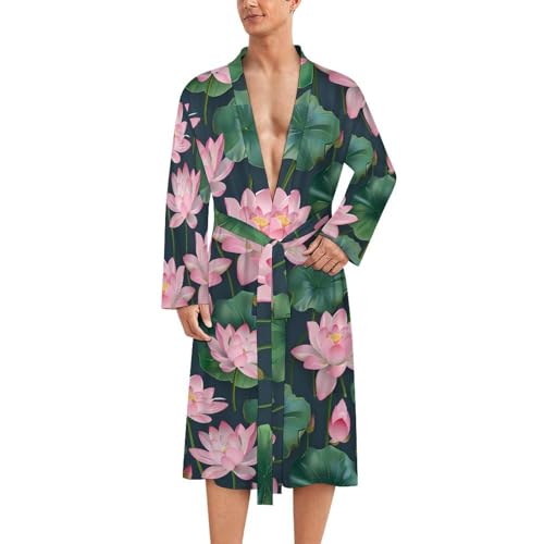 Lotuses Flowers Funny Men's Robe Soft Lightweight Bathrobe Long-sleeve Spa Robes