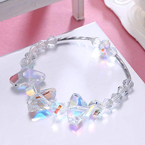 Bracelet pour femmes en cristal sterling ajustable de style irrégulier