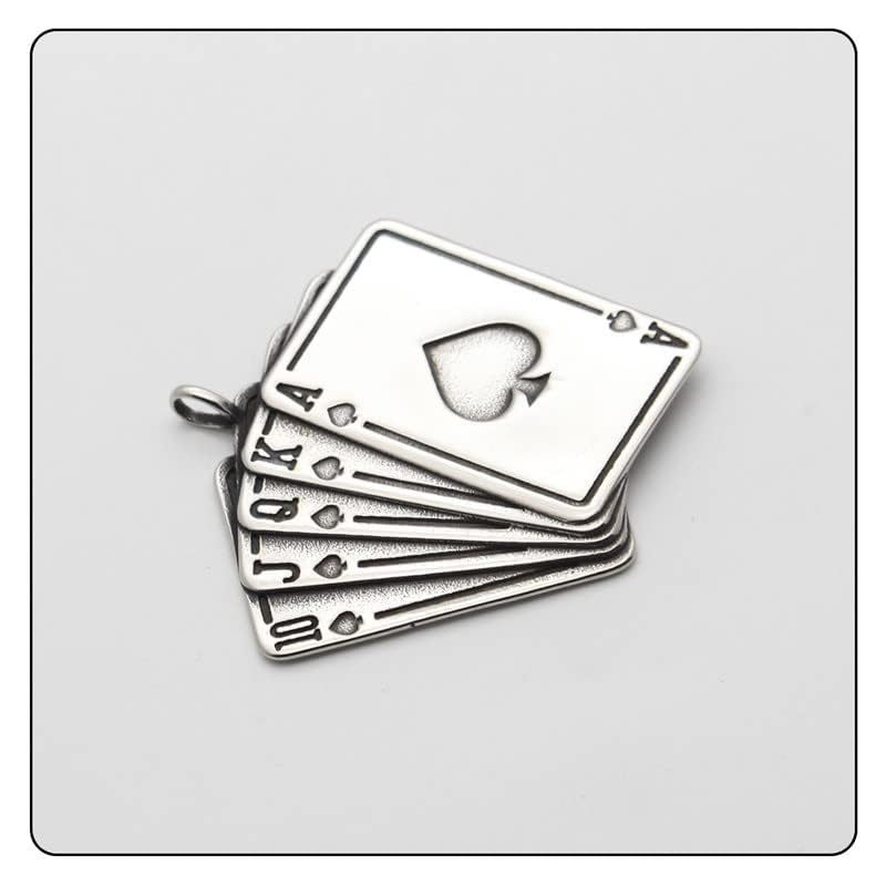 Punk Rock Stainless Steel Playing Card Poker Pendant Necklace3