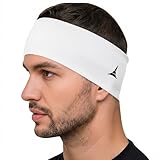 Sporty Touch 4” Wide Men Headband / Sweatband Best for Sports, Running, Workout, Yoga + Elastic Hair Band - Ultimate Athletic Performance