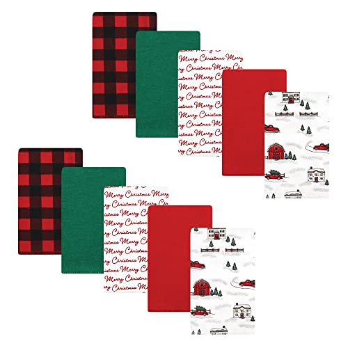 Image of Hudson Baby Unisex Baby Cotton Flannel Burp Cloths, Christmas Scene, One Size
