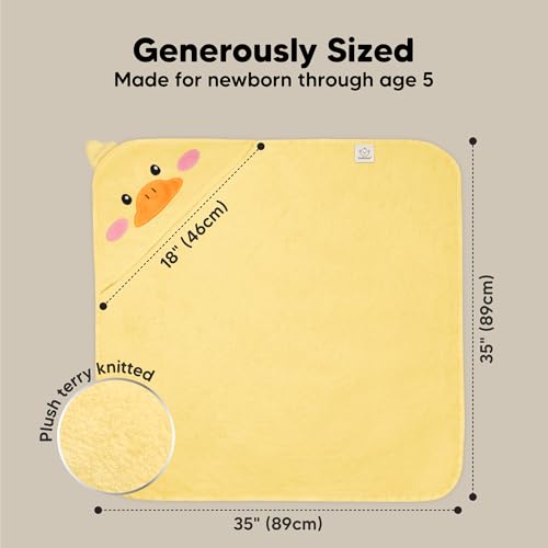 Image of KeaBabies Hooded Baby Towel for Newborn, Baby Bath Towels (Duck, 35x35) | Viscose Derived from Bamboo, Large Baby Towels with Hood, Boys, Girls, Toddler, Soft Absorbent Baby Bath Essentials