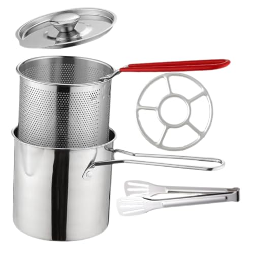 Cabilock 1Set Deep Fryer Pot with Fry Basket and Lid Frying Kit for Shrimp Chicken and Fries Lightweight and Versatile Cooking for Home Use