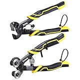 Toolwiz Glass Tile Nippers 2 pcs Heavy Duty Tungsten Carbide Wheeled Stained Glass Mosaic tiles and Hd Ceramic Tile Nipper Pliers Tools with Ergonomic Handles for Porcelain Mirror Stone DIY Projects