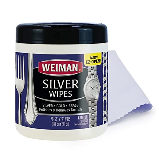Weiman Jewelry Polish Cleaner and Tarnish Remover Wipes - 20 Count with Polishing Cloth - Use on Silver Jewelry Antique Silver Gold Brass Copper and Aluminum