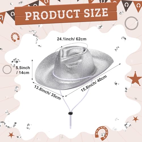 Image of Shyyween 24pcs Sparkly Western Cowgirl Hats for Adult Bulk Glitter Cowboy Hat Adjustable for Men Women Bachelor Western Party