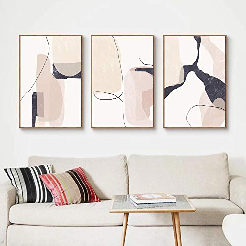 Toiles abstraites géométriques effet marbre beige de qualité supérieure 60x90 - 2