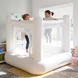 Indoor Bounce House for Toddlers 1-3, Noiseless Small Bouncy House, PVC Materials, Mini Bouncy Castle for Indoor Outdoor Use, 55in Lx55in Wx45in H, White Bounce House with Built-in Blower, Nice Gift
