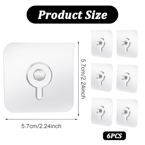 Mabor Drill Free Adhesive Hooks, 6Pcs Plastic Picture Hangers Without Nails Nail Free Wall Hangers Clear Foamboard Hanger No Nail Picture Hanger for Kitchen