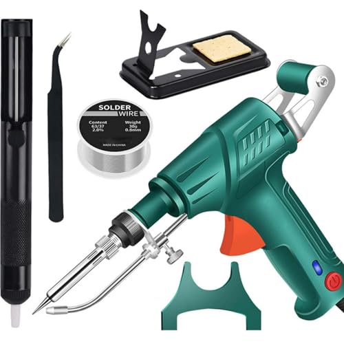 ハンディレーザー溶接機 はんだごて一体型 自動給線 温度調節可能 工業用DIYツール 軽量 過熱保護 金属/プラスチック溶接 初心者でも簡単 (グリーン)