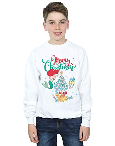 Disney Boys Princess Ariel Merry Christmas Sweatshirt White 3-4 Years