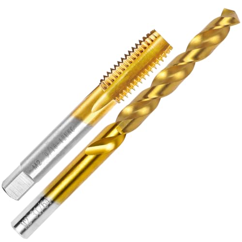 Image of 9 /16 inch-12 UNC Tap and 31 /64 inch Drill Bit Kit, M2 HSS Drill and Tap Set | Combination of Drill and Tap Kit for Metal