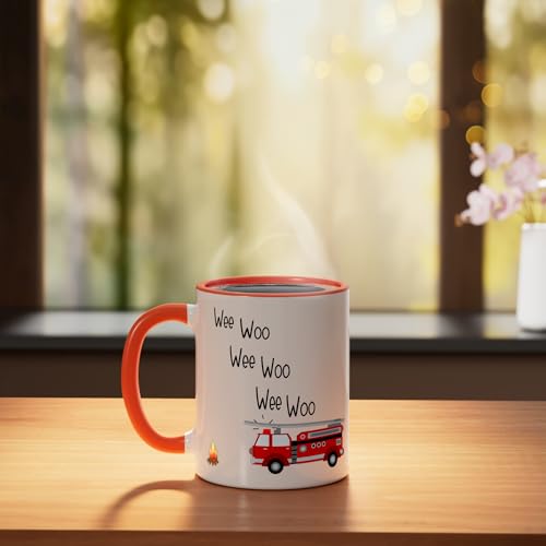 Taza de cerámica funcional 11 onzas color naranja/blanco miniatura 3