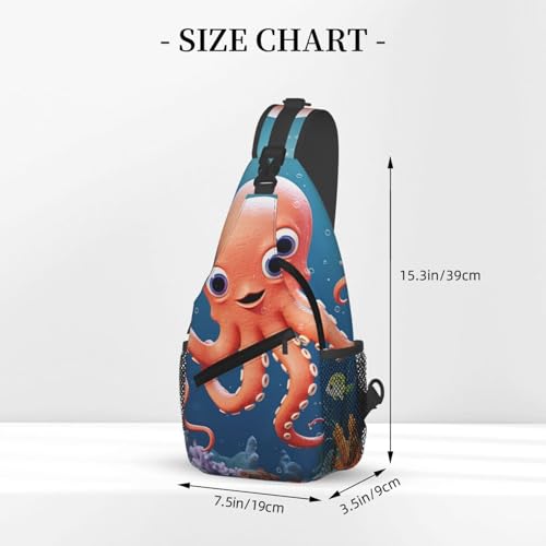 Bolso tipo Sling para mujer y hombre negro con diseño de pulpo miniatura 2
