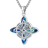 Nudo De Bruja Plata Nudo De Bruja para Mujeres Hombres Plata De Ley Colgante De Bruja Brujería Wicca Joyería Irlandesa Abulón