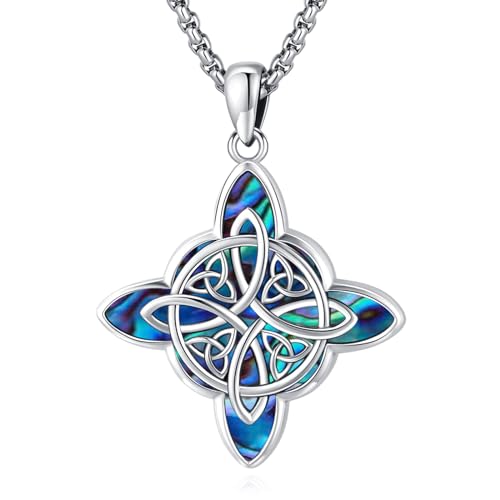Pendentif Noeud de Sorcière en argent sterling et nacre pour femmes et hommes