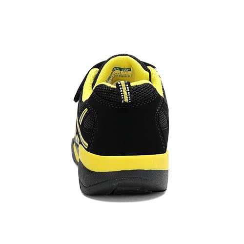 EGMPDA Boys Sneakers Kids Tennis Sports Walking Athletic Running Shoes Lightweight Breathable Fitness Shoes for Toddler/Little Kid/Big Kid Black_Yellow Size 12