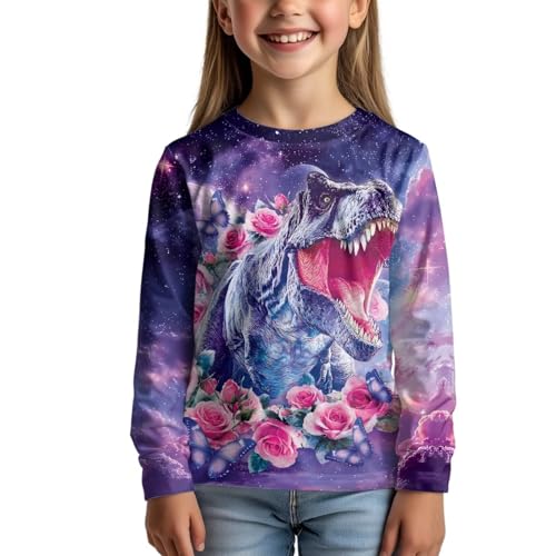 Image of WELLFLYHOM Long Sleeve T-Shirt for Boys Girls 3-16 Years Old Tee Tops Crewneck Pullover Shirts Fall Outfits