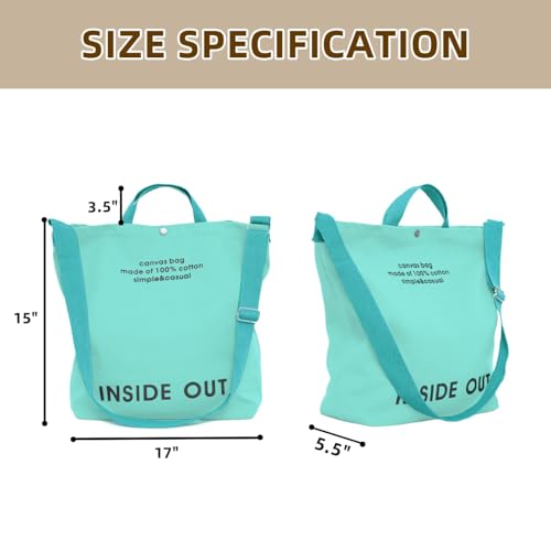 Image of Canvas Tote Bag For Women inside out bag Crossbody Handbag with Adjustable Strap and Coin Purse for Work,Travel,Grocery