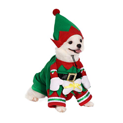 Disfraz de Elfo Navideño para Perro y Gato XL miniatura 3