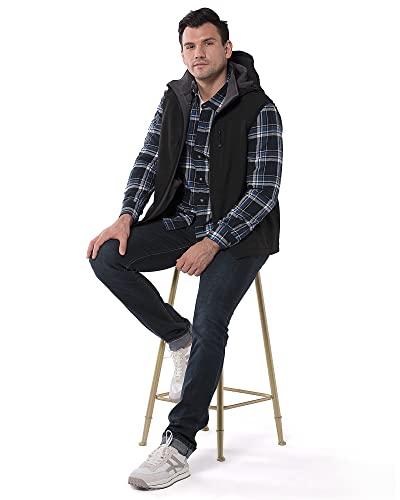 33,000ft Weste Herren Outdoor Wasserdichte Softshell Ärmellose Jacke Bodywarmer Fleece Weste mit Kapuze Full Zip Softshellweste Schwarz 2XL
