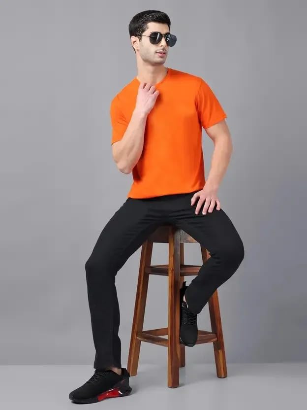 Image of Men's Plain Cotton Crew Neck T-Shirt Regular Fit Short Sleeve Tee