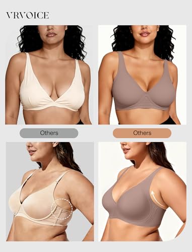 Image of Deep V Wireless Jelly Bras for Women Push Up Bralette Seamless No Underwire Support T-Shirt Comfort Plunge Full Coverage