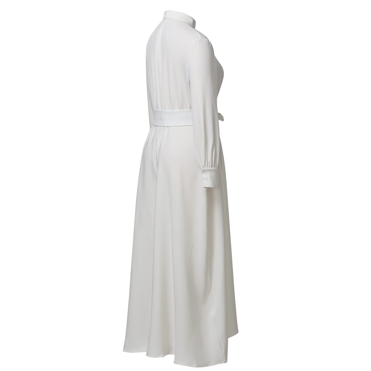 CAMDOM Abito da Clero Donna Linea A Elegante con Maniche Lunghe, Colletto e Cintura, Vestito Modesto per Chiesa
