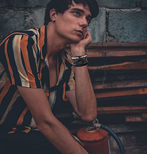 Samoco 34 Pcs Braided Leather Bracelets For Men Women Wooden Beads Cool Hemp Tribal Wristbands Cuff Bracelets Life Tree Punk Bracelet Multilayered Handmade Wrap Bracelets Adjustable #TOP4