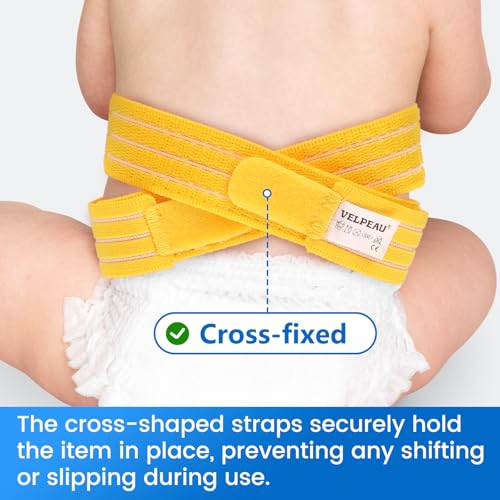 Velpeau Umbilical Hernia Belt Baby Newborn -Anti Displacement Slip -with 3 Compress Pads -Belly Button Band Navel Truss Abdominal Binder, One Sizeļ¼18"