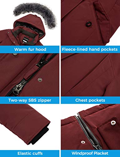 Chin·moon Women's Winter Coat Waterproof Down Puffer Jacket Warm Parka (Wine Red M) #TOP6