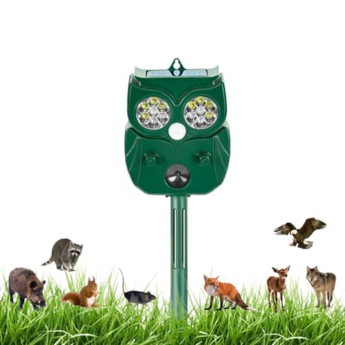 2026 Ultrasonic Animal Repeller with Motion Sensor & Insect Repellent – Solar LED Strobe Light for Garden, Yard, Lawn, Terrace – Deter Squirrels, Deer, Raccoons, Rabbits, Skunks, Cats, Dogs